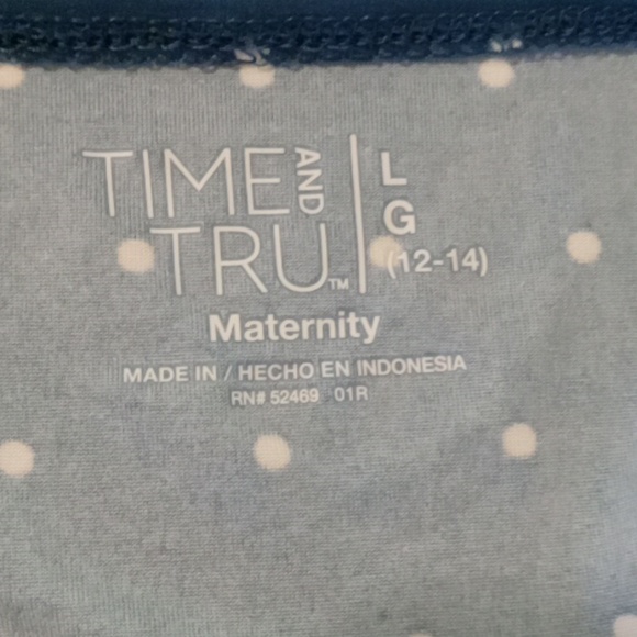 Time and Tru Large (12-14) Teal white polka dots Maternity long sleeve t… - Picture 8 of 10